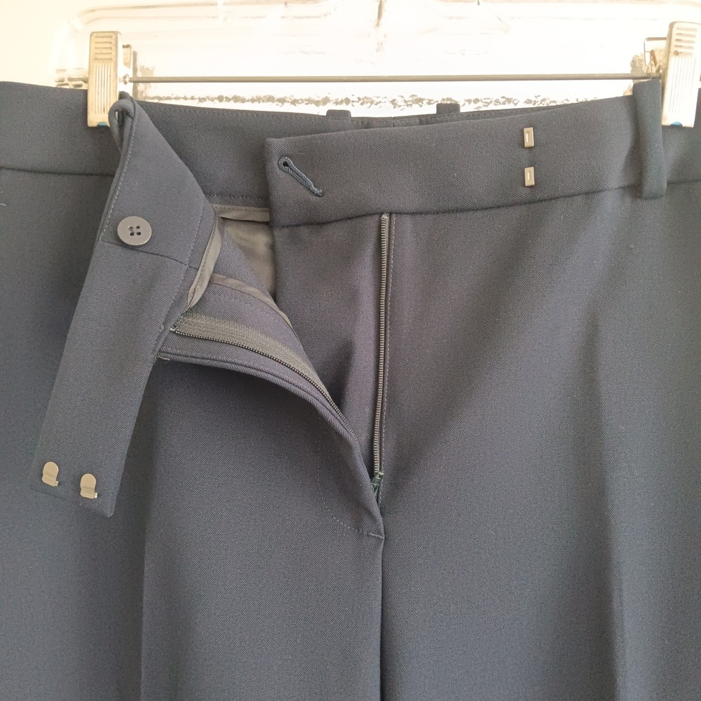 Reiss Gabi Wide Leg Trouser Women 10P Navy New Petite High Rise Twill Pants - Picture 7 of 12